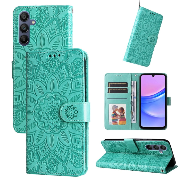 Custodia per telefono in pelle con stampa girasole in rilievo, For Galaxy A57 5G, For Galaxy A37 5G, For Galaxy A27 5G, For Galaxy A17 / A26 / A16 5G