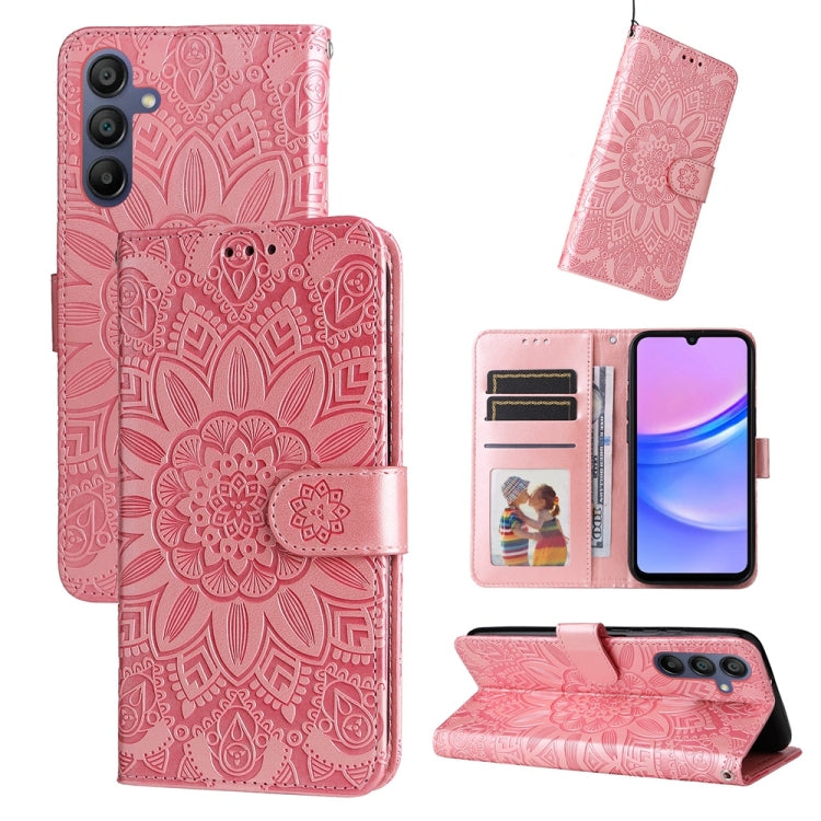 Custodia per telefono in pelle con stampa girasole in rilievo, For Galaxy A57 5G, For Galaxy A37 5G, For Galaxy A27 5G, For Galaxy A17 / A26 / A16 5G