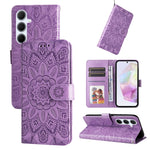 Custodia per telefono in pelle con stampa girasole in rilievo, For Galaxy A06 4G / 5G, For Galaxy A56 5G, For Galaxy A36 5G, For Galaxy A25 5G Japan Version / A25e