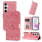 Custodia per telefono in pelle con stampa girasole in rilievo, For Galaxy A06 4G / 5G, For Galaxy A56 5G, For Galaxy A36 5G, For Galaxy A25 5G Japan Version / A25e