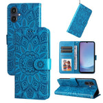 Custodia per telefono in pelle con stampa girasole in rilievo, For Galaxy A06 4G / 5G, For Galaxy A56 5G, For Galaxy A36 5G, For Galaxy A25 5G Japan Version / A25e