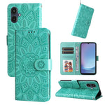Custodia per telefono in pelle con stampa girasole in rilievo, For Galaxy A06 4G / 5G, For Galaxy A56 5G, For Galaxy A36 5G, For Galaxy A25 5G Japan Version / A25e