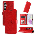 Custodia per telefono in pelle con stampa girasole in rilievo, For Galaxy A06 4G / 5G, For Galaxy A56 5G, For Galaxy A36 5G, For Galaxy A25 5G Japan Version / A25e