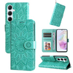 Custodia per telefono in pelle con stampa girasole in rilievo, For Galaxy A06 4G / 5G, For Galaxy A56 5G, For Galaxy A36 5G, For Galaxy A25 5G Japan Version / A25e