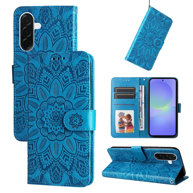 Custodia per telefono in pelle con stampa girasole in rilievo, For Galaxy A57 5G, For Galaxy A37 5G, For Galaxy A27 5G, For Galaxy A17 / A26 / A16 5G