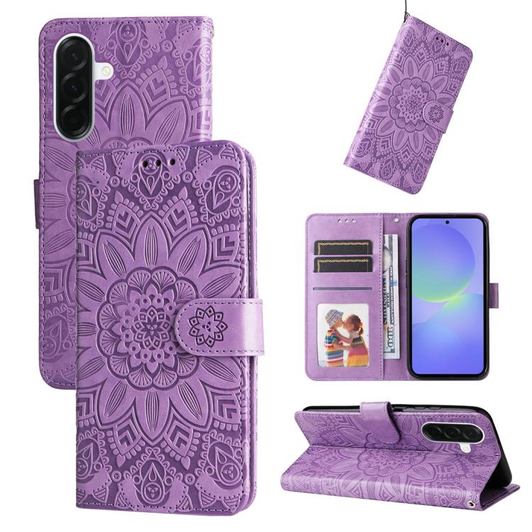 Custodia per telefono in pelle con stampa girasole in rilievo, For Galaxy A57 5G, For Galaxy A37 5G, For Galaxy A27 5G, For Galaxy A17 / A26 / A16 5G