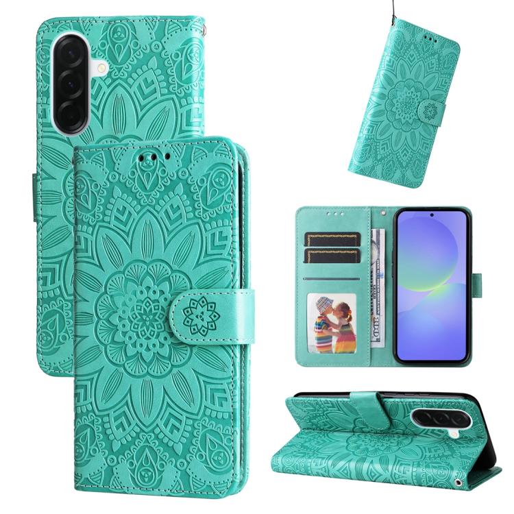 Custodia per telefono in pelle con stampa girasole in rilievo, For Galaxy A57 5G, For Galaxy A37 5G, For Galaxy A27 5G, For Galaxy A17 / A26 / A16 5G
