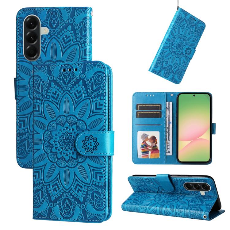 Custodia per telefono in pelle con stampa girasole in rilievo, For Galaxy A57 5G, For Galaxy A37 5G, For Galaxy A27 5G, For Galaxy A17 / A26 / A16 5G