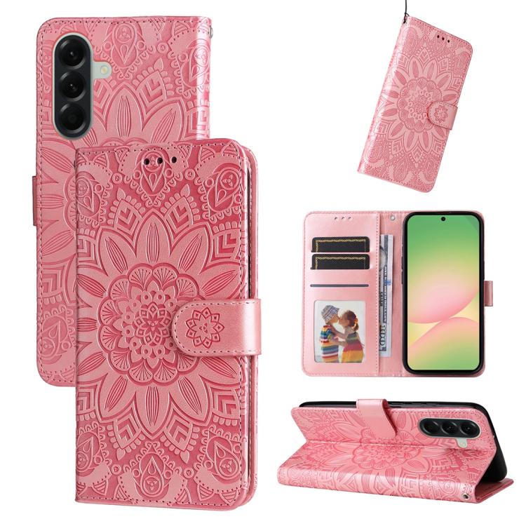 Custodia per telefono in pelle con stampa girasole in rilievo, For Galaxy A57 5G, For Galaxy A37 5G, For Galaxy A27 5G, For Galaxy A17 / A26 / A16 5G