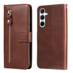 Custodia per telefono in pelle con cerniera e texture di vitello alla moda, For Galaxy A06 4G / 5G, For Galaxy A36 5G / A56 5G, For Galaxy A25 5G Japan Version / A25e