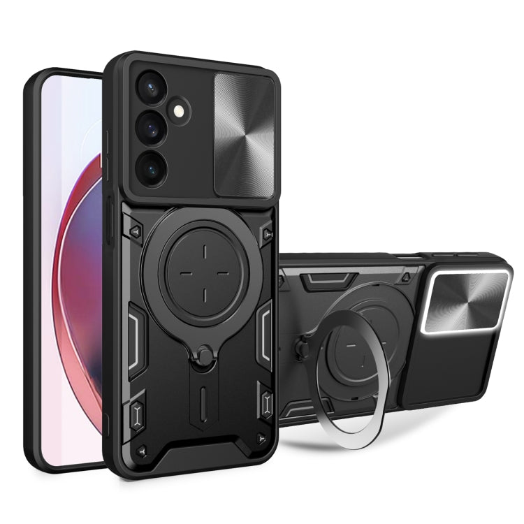 Custodia per telefono con supporto magnetico Camshield scorrevole con texture CD, For Samsung Galaxy A36 5G, For Samsung Galaxy A16 5G, For Samsung Galaxy A06 4G, For Samsung Galaxy A25 5G Global