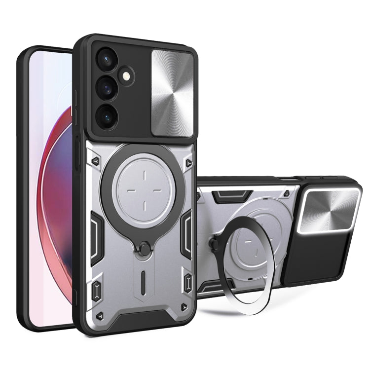 Custodia per telefono con supporto magnetico Camshield scorrevole con texture CD, For Samsung Galaxy A36 5G, For Samsung Galaxy A16 5G, For Samsung Galaxy A06 4G, For Samsung Galaxy A25 5G Global