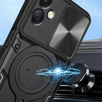 Custodia per telefono con supporto magnetico Camshield scorrevole con texture CD, For Samsung Galaxy A06 4G, For Samsung Galaxy A25 5G Global