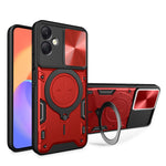 Custodia per telefono con supporto magnetico Camshield scorrevole con texture CD, For Samsung Galaxy A36 5G, For Samsung Galaxy A16 5G, For Samsung Galaxy A06 4G, For Samsung Galaxy A25 5G Global