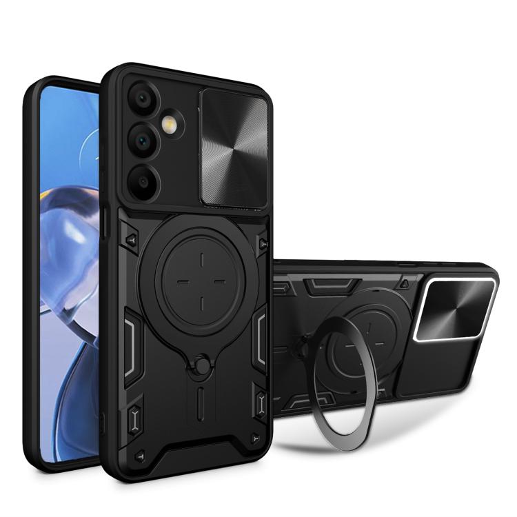 Custodia per telefono con supporto magnetico Camshield scorrevole con texture CD, For Samsung Galaxy A36 5G, For Samsung Galaxy A16 5G, For Samsung Galaxy A06 4G, For Samsung Galaxy A25 5G Global