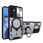 Custodia per telefono con supporto magnetico Camshield scorrevole con texture CD, For Samsung Galaxy A36 5G, For Samsung Galaxy A16 5G, For Samsung Galaxy A06 4G, For Samsung Galaxy A25 5G Global