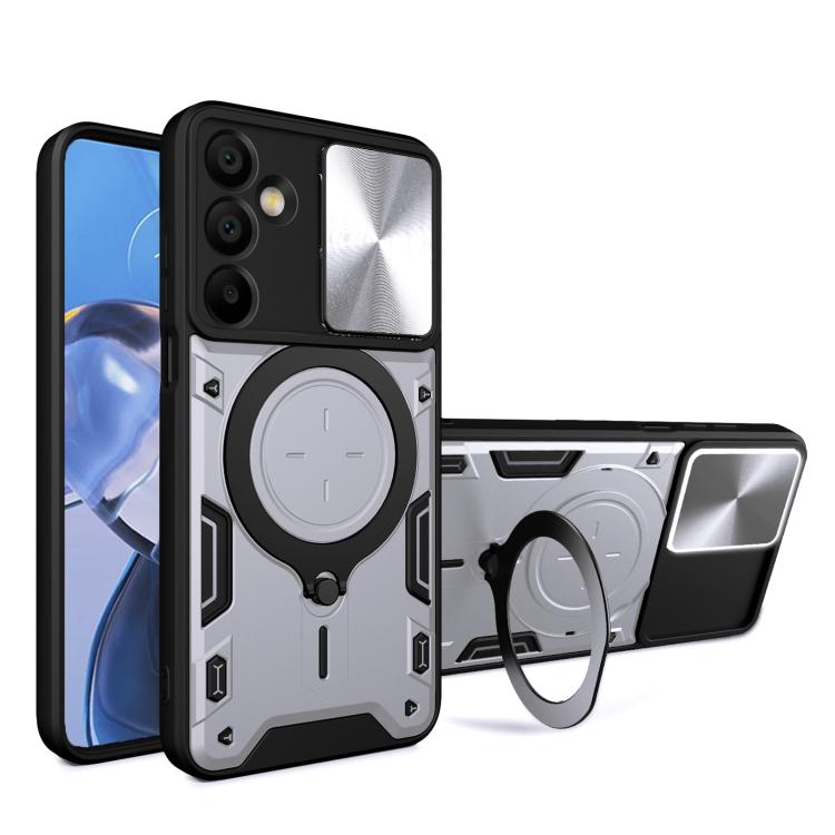 Custodia per telefono con supporto magnetico Camshield scorrevole con texture CD, For Samsung Galaxy A36 5G, For Samsung Galaxy A16 5G, For Samsung Galaxy A06 4G, For Samsung Galaxy A25 5G Global