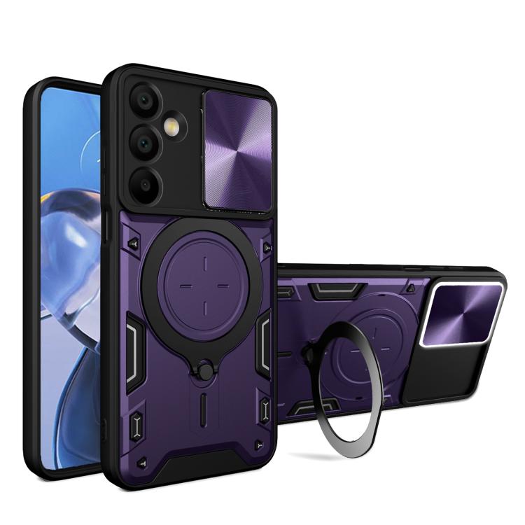 Custodia per telefono con supporto magnetico Camshield scorrevole con texture CD, For Samsung Galaxy A36 5G, For Samsung Galaxy A16 5G, For Samsung Galaxy A06 4G, For Samsung Galaxy A25 5G Global