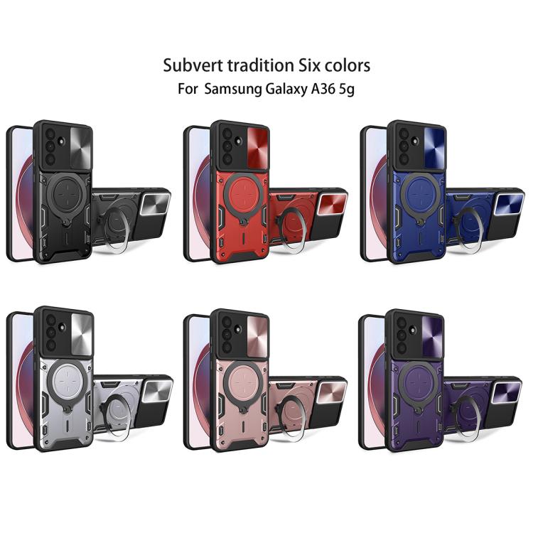 Custodia per telefono con supporto magnetico Camshield scorrevole con texture CD, For Samsung Galaxy A36 5G, For Samsung Galaxy A16 5G, For Samsung Galaxy A06 4G, For Samsung Galaxy A25 5G Global