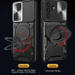 Custodia per telefono con supporto magnetico Camshield scorrevole con texture CD, For Samsung Galaxy A36 5G, For Samsung Galaxy A16 5G, For Samsung Galaxy A06 4G, For Samsung Galaxy A25 5G Global