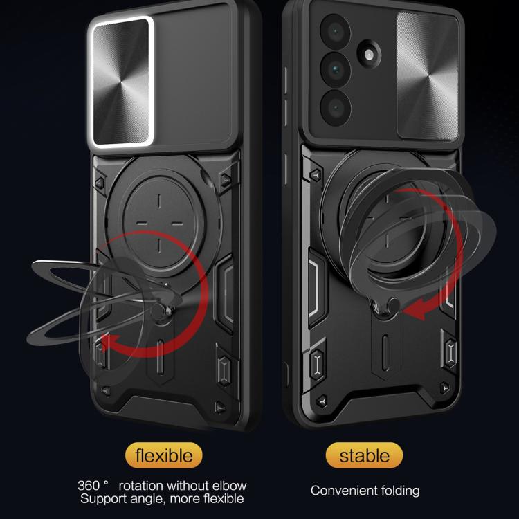 Custodia per telefono con supporto magnetico Camshield scorrevole con texture CD, For Samsung Galaxy A36 5G, For Samsung Galaxy A16 5G, For Samsung Galaxy A06 4G, For Samsung Galaxy A25 5G Global