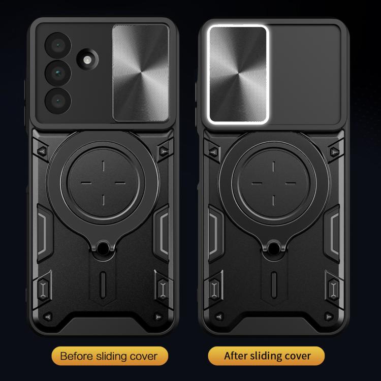 Custodia per telefono con supporto magnetico Camshield scorrevole con texture CD, For Samsung Galaxy A36 5G, For Samsung Galaxy A16 5G, For Samsung Galaxy A06 4G, For Samsung Galaxy A25 5G Global