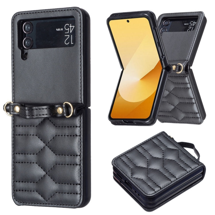 Custodia per telefono in pelle con cordino a tracolla a forma di V, For Samsung Galaxy Z Flip4, For Samsung Galaxy Z Flip3