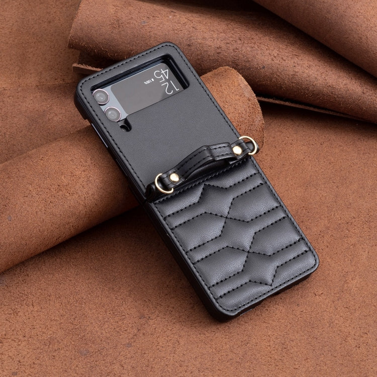 Custodia per telefono in pelle con cordino a tracolla a forma di V, For Samsung Galaxy Z Flip4, For Samsung Galaxy Z Flip3