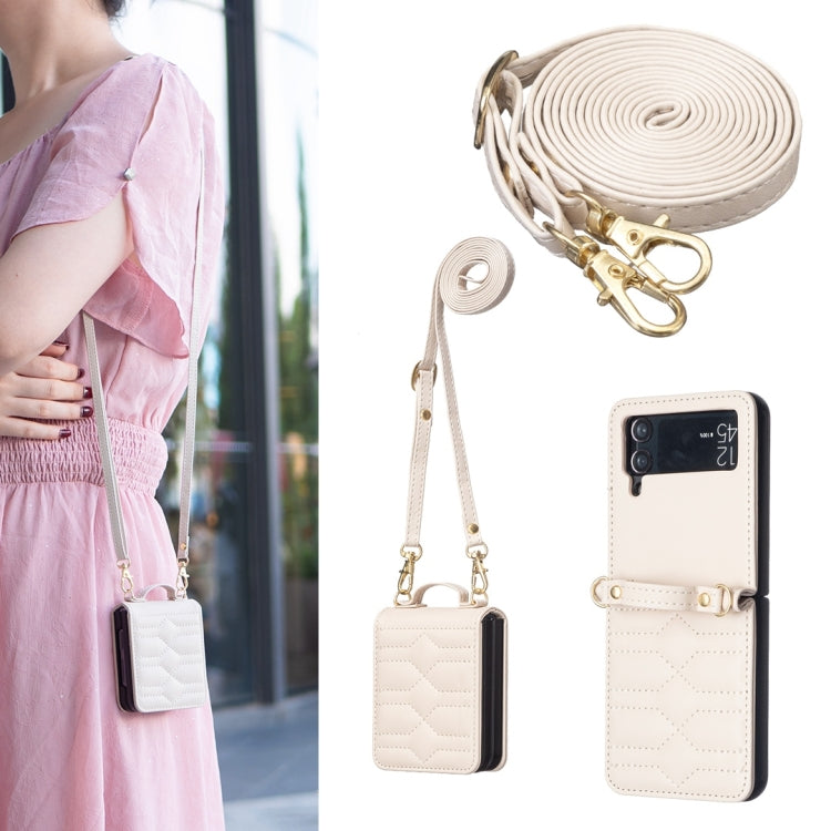 Custodia per telefono in pelle con cordino a tracolla a forma di V, For Samsung Galaxy Z Flip4, For Samsung Galaxy Z Flip3