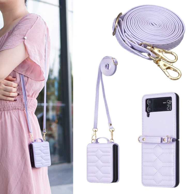 Custodia per telefono in pelle con cordino a tracolla a forma di V, For Samsung Galaxy Z Flip4, For Samsung Galaxy Z Flip3