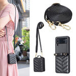 Custodia per telefono in pelle con cordino a tracolla a forma di onda, For Samsung Galaxy Z Flip4, For Samsung Galaxy Z Flip3