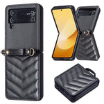 Custodia per telefono in pelle con cordino a tracolla a forma di onda, For Samsung Galaxy Z Flip4, For Samsung Galaxy Z Flip3