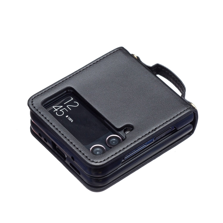 Custodia per telefono in pelle con cordino a tracolla a forma di onda, For Samsung Galaxy Z Flip4, For Samsung Galaxy Z Flip3