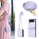 Custodia per telefono in pelle con cordino a tracolla a forma di onda, For Samsung Galaxy Z Flip4, For Samsung Galaxy Z Flip3
