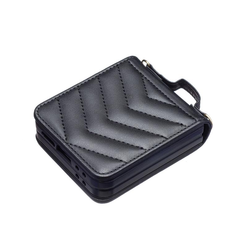 Custodia per telefono in pelle con cordino a tracolla a forma di onda, For Galaxy Z Flip8 5G, For Samsung Galaxy Z Flip7 FE / Flip6, For Samsung Galaxy Z Flip7, For Samsung Galaxy Z Flip5
