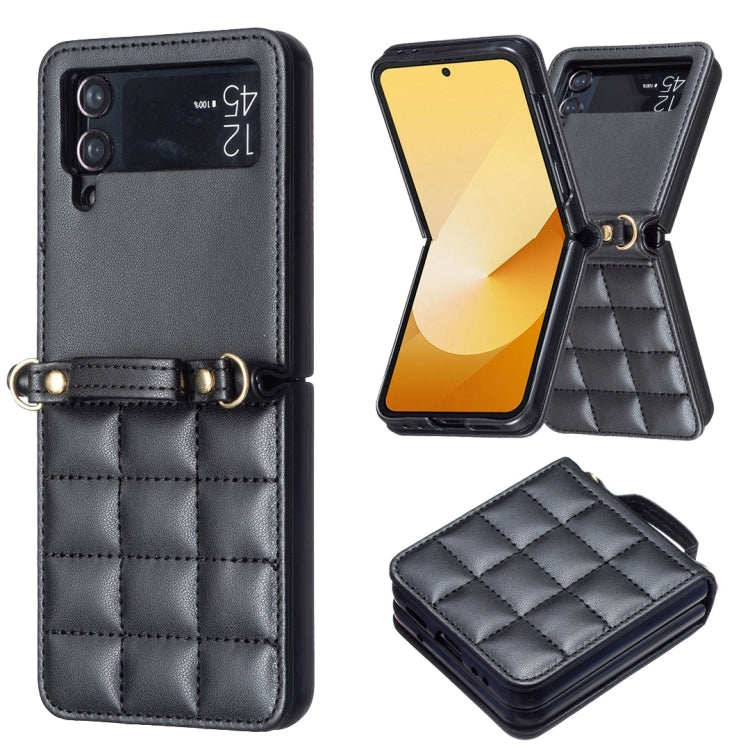 Custodia per telefono in pelle con cordino a tracolla di forma quadrata, For Samsung Galaxy Z Flip4, For Samsung Galaxy Z Flip3