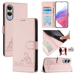 Custodia per telefono in pelle RFID con motivo gatto in rilievo con cordino, For Samsung Galaxy S26 5G, For Samsung Galaxy S25 Edge 5G, For Samsung Galaxy S25 5G, For Samsung Galaxy S25+ 5G