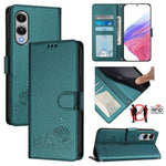 Custodia per telefono in pelle RFID con motivo gatto in rilievo con cordino, For Samsung Galaxy S26 5G, For Samsung Galaxy S25 Edge 5G, For Samsung Galaxy S25 5G, For Samsung Galaxy S25+ 5G