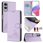 Custodia per telefono in pelle RFID con motivo gatto in rilievo con cordino, For Samsung Galaxy S26 5G, For Samsung Galaxy S25 Edge 5G, For Samsung Galaxy S25 5G, For Samsung Galaxy S25+ 5G