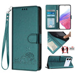 Custodia per telefono in pelle RFID con motivo gatto in rilievo con cordino, For Galaxy S26 FE 5G, For Samsung Galaxy S26+ 5G, For Samsung Galaxy S26 Edge 5G, For Samsung Galaxy S26 Ultra 5G