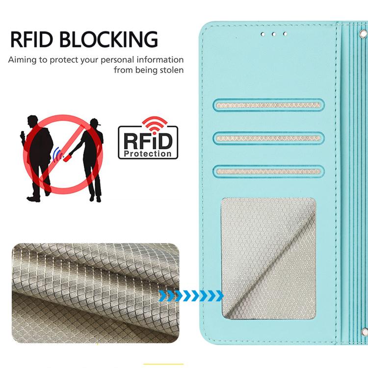 Custodia per telefono in pelle RFID con motivo gatto in rilievo con cordino, For Samsung Galaxy S26 5G, For Samsung Galaxy S25 Edge 5G, For Samsung Galaxy S25 5G, For Samsung Galaxy S25+ 5G