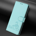 Custodia per telefono in pelle RFID con motivo gatto in rilievo con cordino, For Samsung Galaxy S26 5G, For Samsung Galaxy S25 Edge 5G, For Samsung Galaxy S25 5G, For Samsung Galaxy S25+ 5G