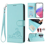 Custodia per telefono in pelle RFID con motivo gatto in rilievo con cordino, For Galaxy S26 FE 5G, For Samsung Galaxy S26+ 5G, For Samsung Galaxy S26 Edge 5G, For Samsung Galaxy S26 Ultra 5G
