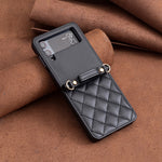 Custodia per telefono in pelle con cordino a tracolla a forma di rombo, For Samsung Galaxy Z Flip4, For Samsung Galaxy Z Flip3