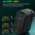 Caricabatterie USB-C GaN 65W LDNIO Q367 con cavo dati