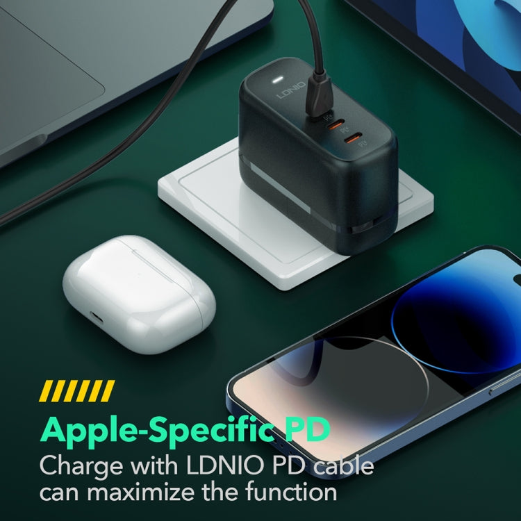 Caricabatterie USB-C GaN 65W LDNIO Q367 con cavo dati