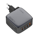 LDNIO Q408 Caricabatterie con interfaccia GaN USB+3 USB-C/Type-C da 100 W con cavo dati da USB-C/Type-C a USB-C/Type-C da 100 W, EU Plug, UK Plug, US Plug