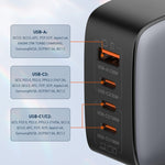 LDNIO Q408 Caricabatterie con interfaccia GaN USB+3 USB-C/Type-C da 100 W con cavo dati da USB-C/Type-C a USB-C/Type-C da 100 W, EU Plug, UK Plug, US Plug