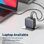 LDNIO Q408 Caricabatterie con interfaccia GaN USB+3 USB-C/Type-C da 100 W con cavo dati da USB-C/Type-C a USB-C/Type-C da 100 W, EU Plug, UK Plug, US Plug
