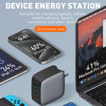LDNIO Q408 Caricabatterie con interfaccia GaN USB+3 USB-C/Type-C da 100 W con cavo dati da USB-C/Type-C a USB-C/Type-C da 100 W, EU Plug, UK Plug, US Plug